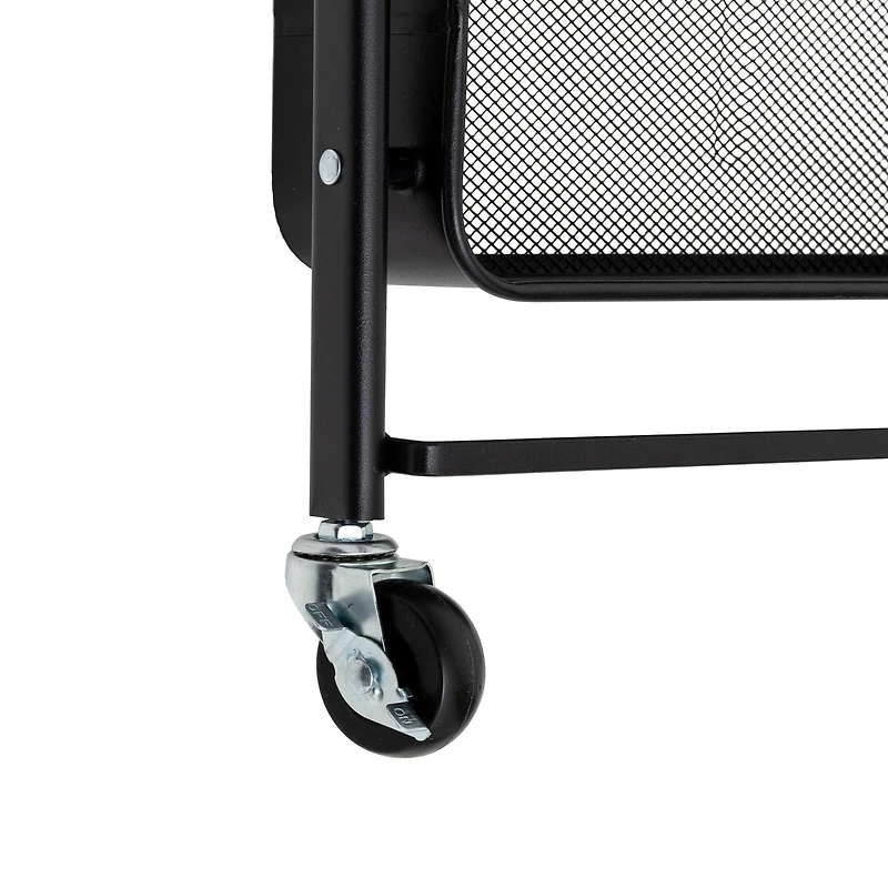Honey Can Do Black 3-Tier Folding Cart with Wheels
