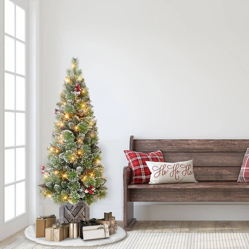 5ft. Pre-Lit Vancouver Pine Artificial Potted Christmas Tree, Clear Lights