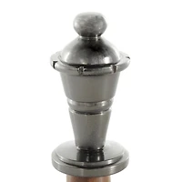 7" Silver Aluminum Metal Chess King, Queen, & Knight Sculpture with Mango Wood Center, 3ct.