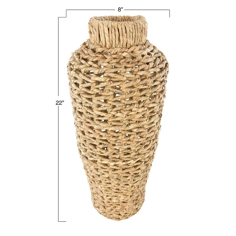 Hello Honey® 22" Handwoven Water Hyacinth & Rattan Floor Vase