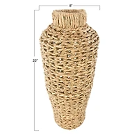 Hello Honey® 22" Handwoven Water Hyacinth & Rattan Floor Vase