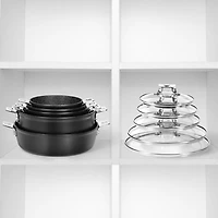 THE ROCK by Starfrit 12-Piece Space-Saving Set With T-Lock Detachable Handles