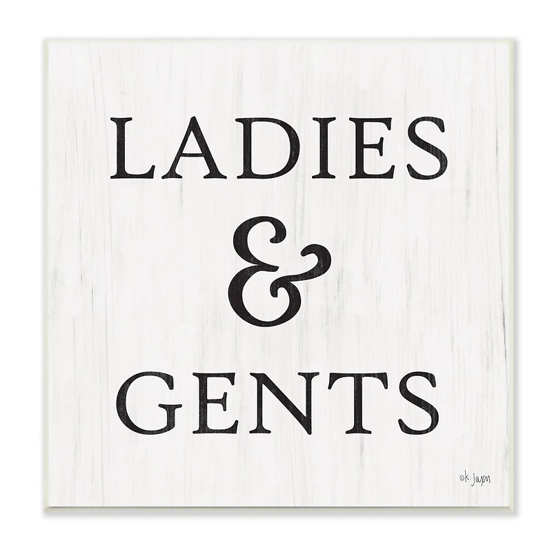 Stupell Industries Ladies & Gents Bathroom Sign Country Grain Pattern,12" x 12"