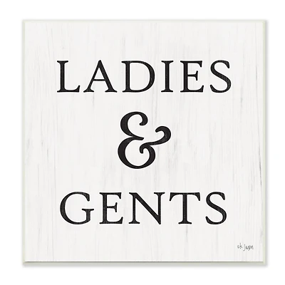 Stupell Industries Ladies & Gents Bathroom Sign Country Grain Pattern,12" x 12"