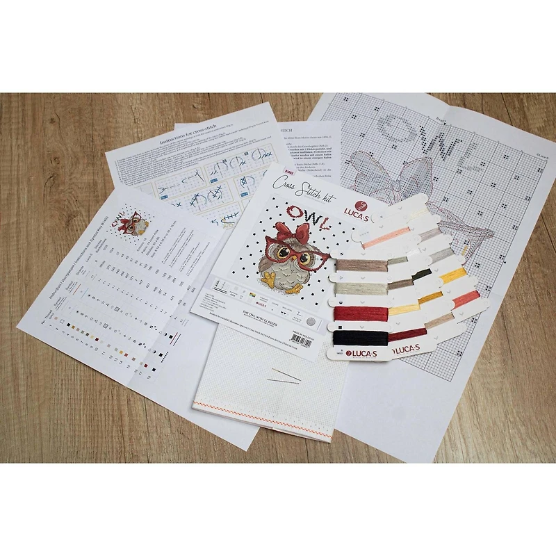 Luca-S The Owl with Glasses Counted Cross Stitch Kit