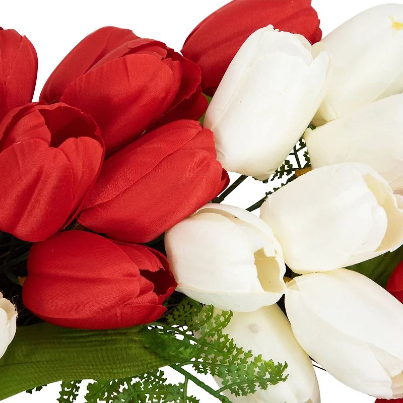 24" Red, White & Blue Patriotic Tulip Wreath with Bow