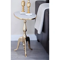 22'' Gold Stone Traditional Accent Table