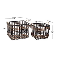 Black Seagrass Farmhouse Storage Basket Set