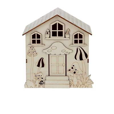 6.5" Mushroom House DIY LED Wood Décor by Make Market®
