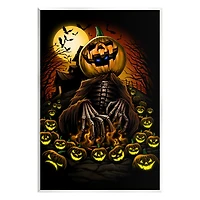 Stupell Industries Spooky Pumpkin Skeleton Haunted Woods Wall Plaque Art
