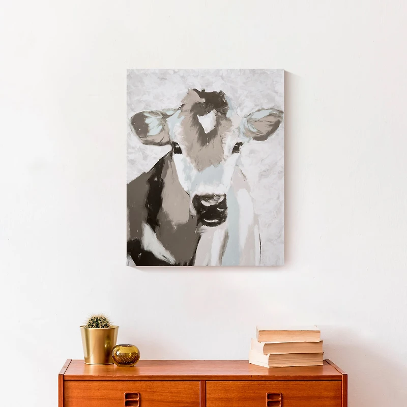 Painted Gray Cows Canvas Wall Art
