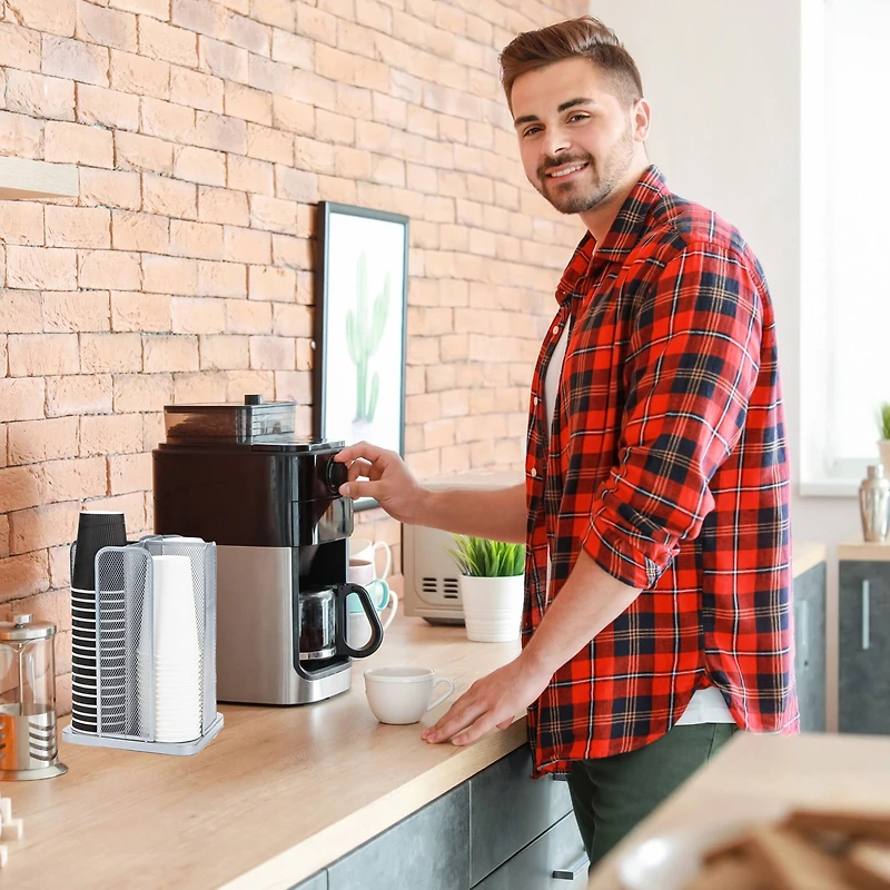 Mind Reader White 4-Compartment Carousel Cup and Lid Organizer