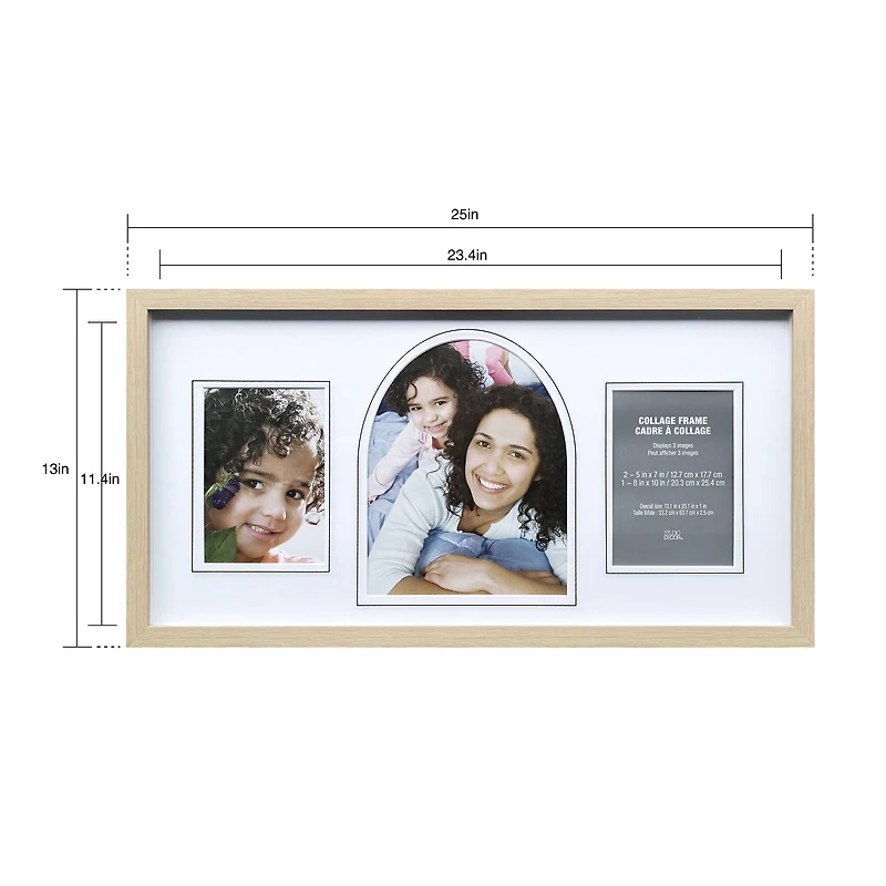3 Opening Natural Woodgrain Collage Frame with Mat by Studio Décor®
