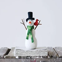 Hello Honey® 7.5" Felt Snowman & Cardinal Figurine