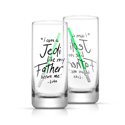 JoyJolt® Star Wars™ 14.2oz. New Hope Luke Skywalker Green Lightsaber Tall Drinking Glass, 2ct.