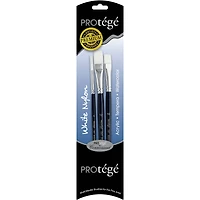 Protégé White Nylon Short Handle 3 Piece Brush Set