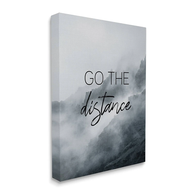 Stupell Industries Go The Distance Phrase Foggy Cliffside Mountain Canvas Wall Art