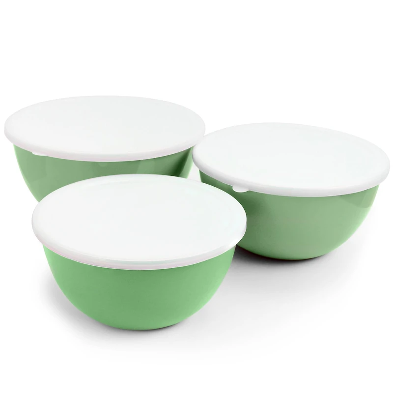Gibson Home® Plaza Cafe Mint 3-Piece Stackable Nesting Mixing Bowl Set with Lids