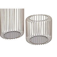 Silver Metal Modern Lantern Set