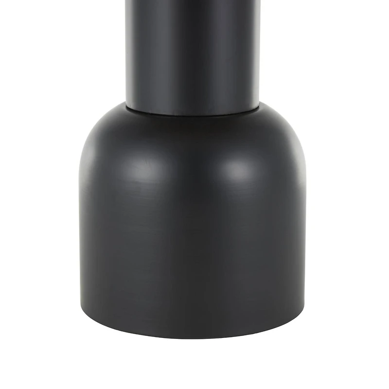 20" Black Metal Handmade Pedestal Accent Table with Brown Rattan Tabletop