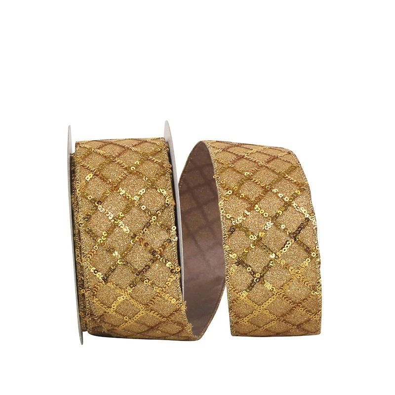 JAM Paper 2.5" x 10yd. Shimmer Deluxe Wired Sequin Glimmer Lattice Ribbon