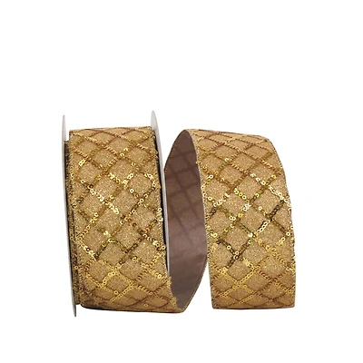 JAM Paper 2.5" x 10yd. Shimmer Deluxe Wired Sequin Glimmer Lattice Ribbon