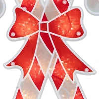 Lighted Holographic Candy Cane Christmas Window Silhouette - 12" - Clear Lights