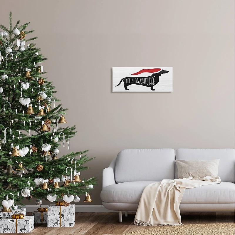 Stupell Industries Funny Feliz Naughty Dog Dachshund Canvas Wall Art