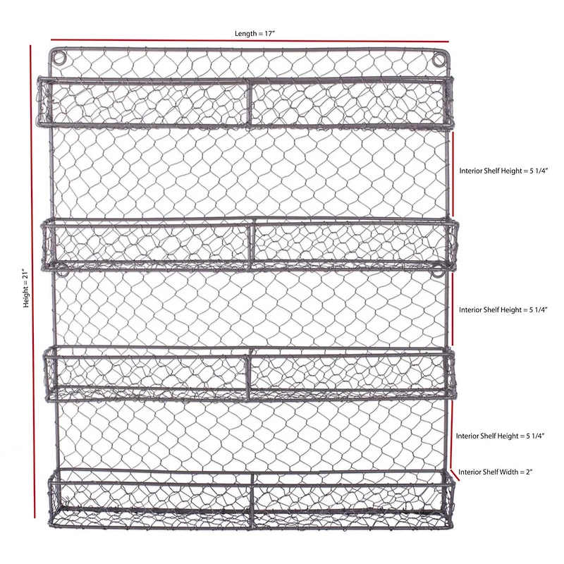 DII® 21" 4 Tier Chicken Wire Spice Rack