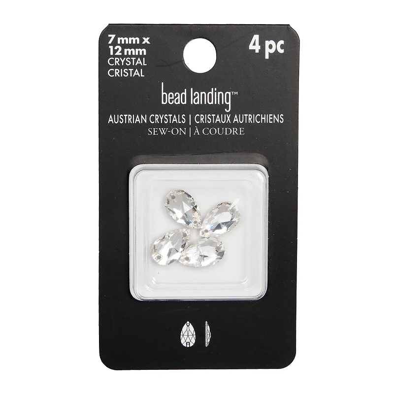 12mm Teardrop Sew-On Austrian Crystals by Bead Landing