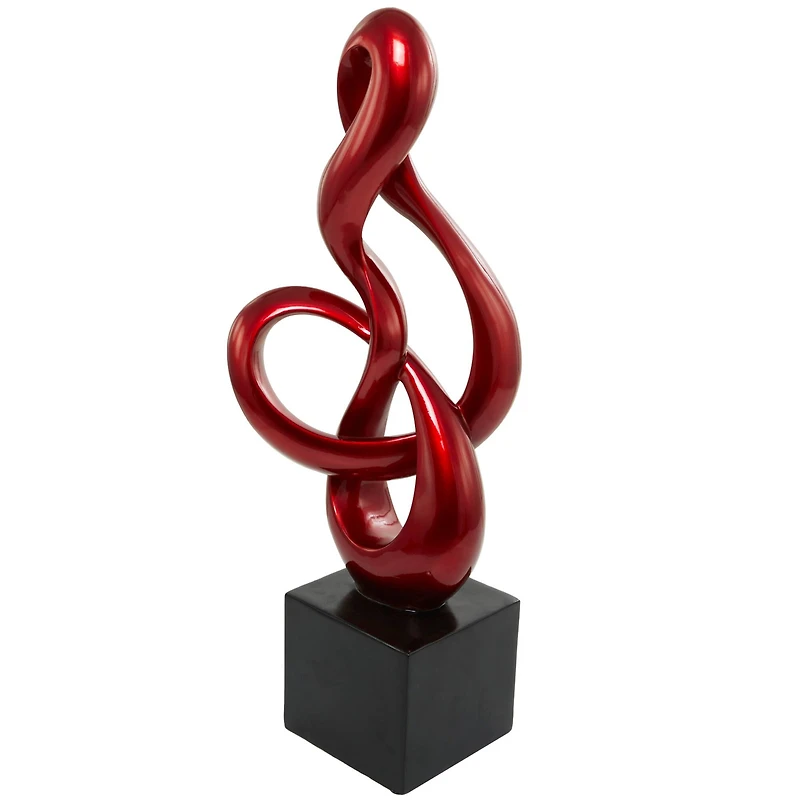 37" Red Swirl Abstract Sculpture