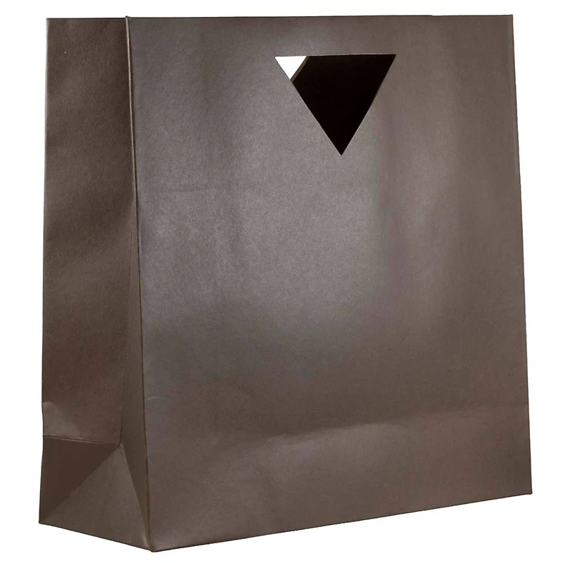 JAM Paper Chocolate Brown Large Heavy Duty Triangular Handle Gift Bags, 3ct.