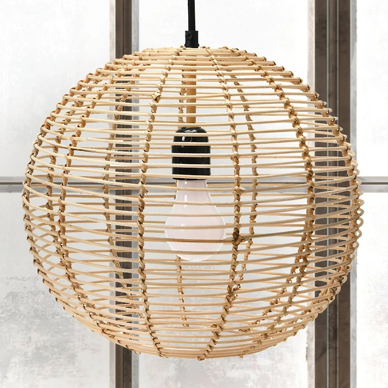 Hello Honey® Modern Boho Handwoven Rattan Globe Pendant Light