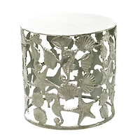 18" Silver Coastal Aluminum Accent Table