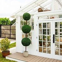 8ft. UV Resistant Artificial Triple Ball Boxwood Topiary Tree (Indoor/Outdoor)