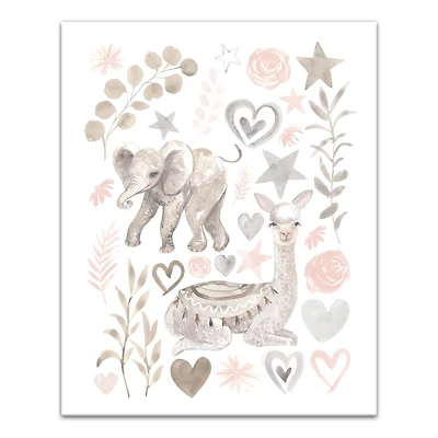 Llama And Elephant Friends 16" x 20" Canvas Wall Art