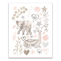 Llama And Elephant Friends 16" x 20" Canvas Wall Art