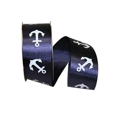 JAM Paper 1.5" x 25yd. Navy Anchor Dyna Ribbon