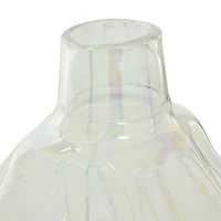14" White Contemporary Glass Vase