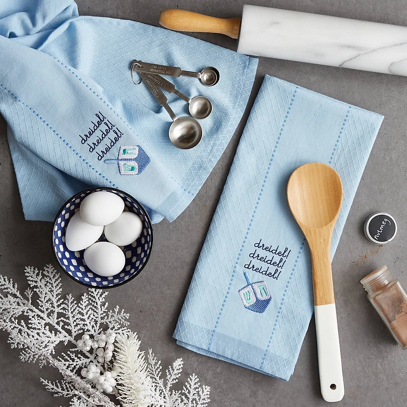 DII® Dreidel Embroidered Dishtowel Set