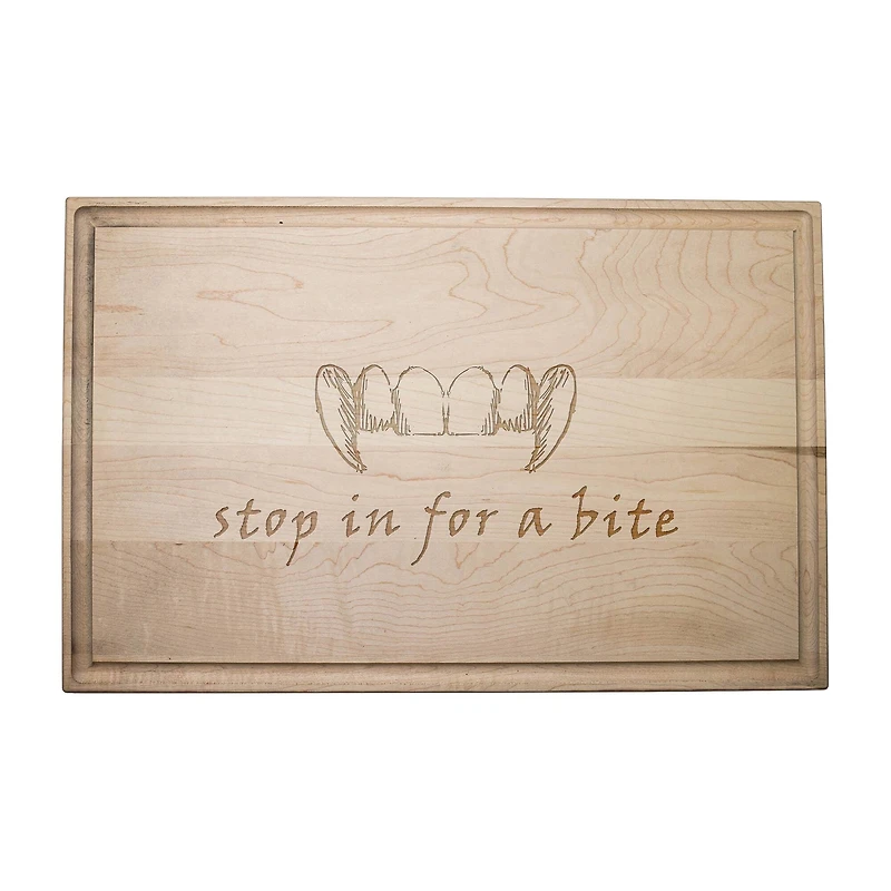17" Stop in for a Bite Maple Cutting Board