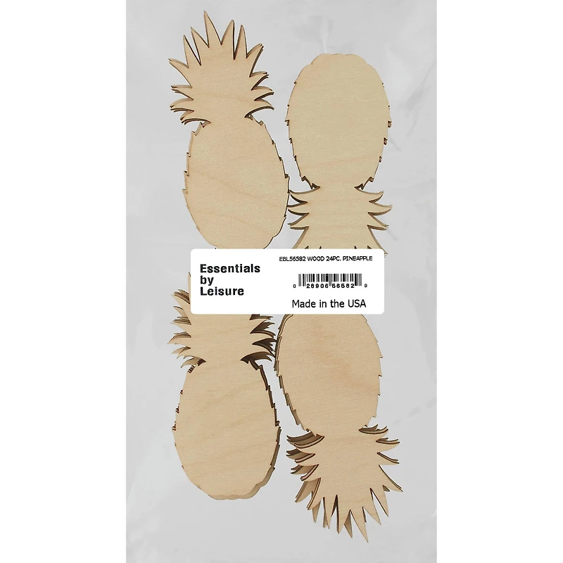 Essentials by Leisure Arts 24 Pack 1.63" x 4" Pineapple Flat Wood Shape