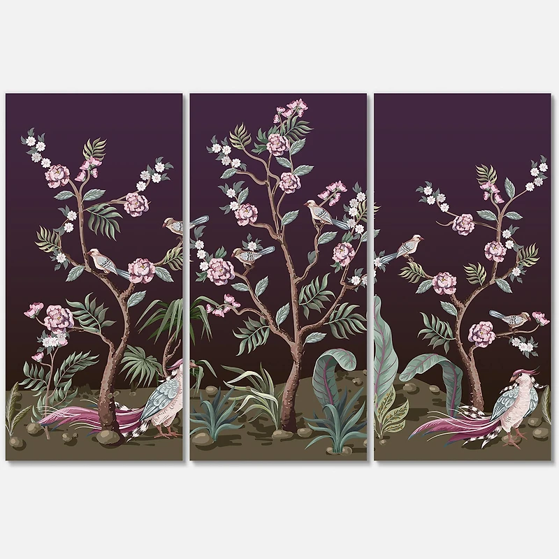 Designart - Chinoiserie With Birds and Peonies I