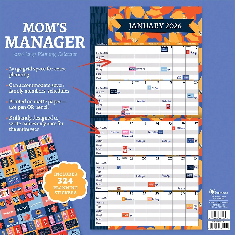 2026 Mom's Manager Wall Calendar