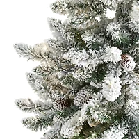 5ft. Unlit Flocked Livingston Fir Artificial Christmas Tree with Pine Cones