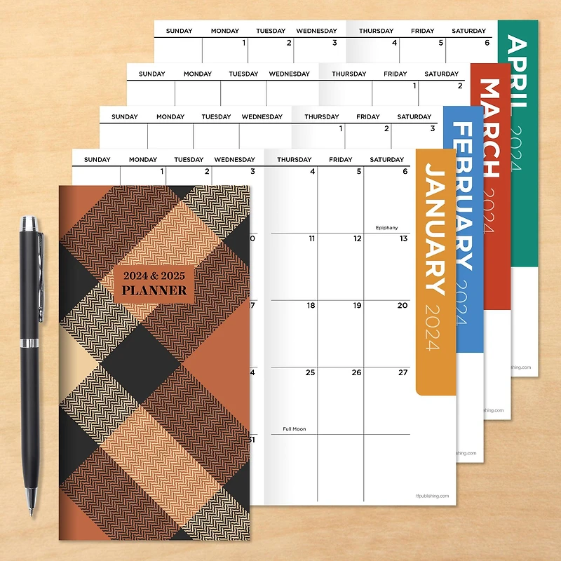 2024-2025 Scholarly Plaid Monthly Pocket Planner