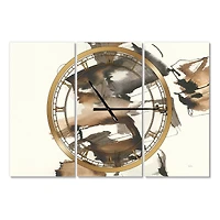 Designart Gold Glam Squares II Modern 3 Panel Wall Clock