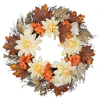 Orange and Cream Floral Fall Harvest Artificial Wreath 22"
