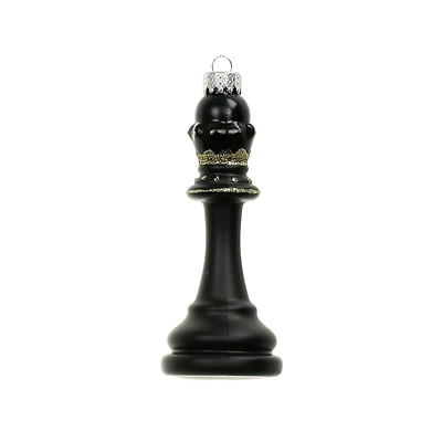 4.25" Black Queen Chess Piece Glass Ornament by Ashland®