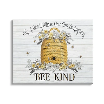 Stupell Industries In A World Bee Kind Motivational Phrase Beehive Canvas Wall Art